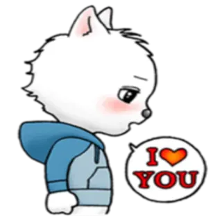 ❤️ I <heart> YOU mignon, animal, chien, amour, cœur, dessin animé, expression telegram sticker
