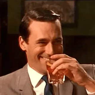 😆 Don Draper Mad Men don draper, mad men, drinking, whiskey, cocktail, laughing, smiling, cheers whatsapp sticker