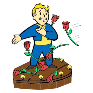 🌹 Vault Boy Fallout Vault Boy, Fallout, hoa hồng, bạo lực, hoạt hình telegram sticker