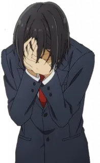 🤕 Anime, Triste, Chorando, Emocional, Uniforme escolar, Masculino telegram sticker
