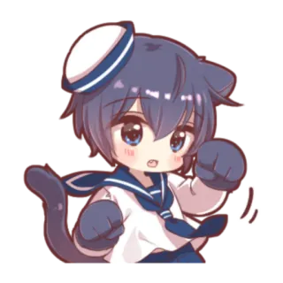 🍓 リ anime, gato, menino, fofo, uniforme de marinheiro, chibi telegram sticker