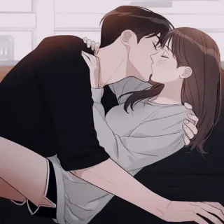 ✖️ romance, kissing, couple, love, relationship, affectionate, anime telegram sticker