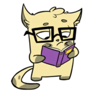 📚 cartoon, reading, animal, glasses, book, cute telegram sticker