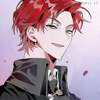 🍷 anime, cabelo ruivo, masculino, personagem, bonito telegram sticker