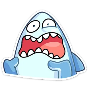 🤨 hiu, kartun, terkejut, ketakutan, ikan, stiker whatsapp sticker