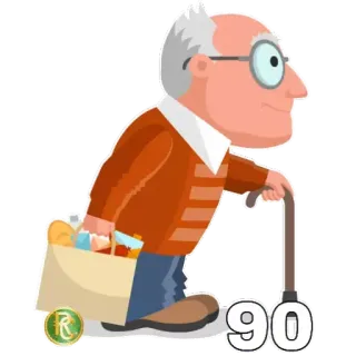 9️⃣ 90 Ancianos, Hombre mayor, Scooter, Bolsa de compras, Persona mayor telegram sticker
