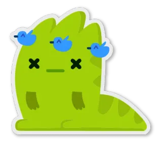 😖 sticker, grün, figur, cartoon, blob, tot, vögel telegram sticker