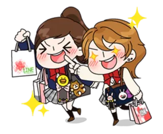 🛍 LINE Мультфильм, Шопинг, Аниме, Милый, Девочки whatsapp sticker