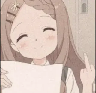 👐 Anime, Dziewczyna, Palec środkowy, Obraźliwe, Wredne, Naklejka telegram sticker