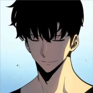 🙂 Anime, Homem, sorrindo, cabelo preto, Coreano, Personagem telegram sticker