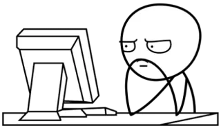 😒 computer, stick figure, internet, meme, typing, expression telegram sticker