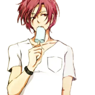 🍦 Anime, Personagem, Masculino, Picolé, Cabelo ruivo, Mangá, Casual whatsapp sticker