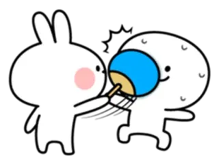 ♥️ cute, bunny, character, fan, white, sticker telegram sticker