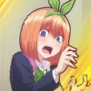 👒 anime, chocado, pânico, assustado, The Quintessential Quintuplets, Yotsuba Nakano telegram sticker