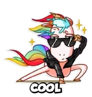 😎 COOL unicorn, cool, rainbow, sunglasses, jacket telegram sticker