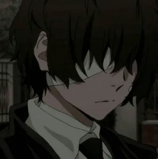 😕 Osamu Dazai Bungou Stray Dogs anime, vendas, sombrío, triste, oscuro whatsapp sticker