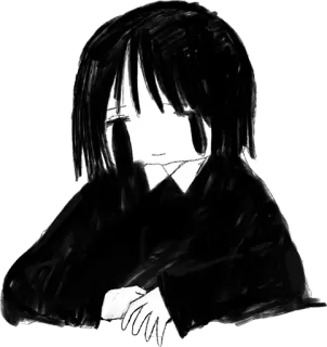 😒 Emo, Gothic, Traurig, Monochrom, Illustration telegram sticker