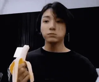 🙂 Jungkook Jungkook, BTS, Idolo, Banana, Mangiare, Kpop whatsapp sticker