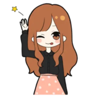 😜 Desenho animado, Menina, Kawaii, Fofo, Adesivo whatsapp sticker