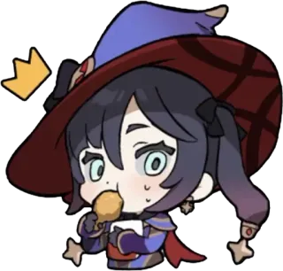 😋 Mona Genshin Impact Mona, Genshin Impact, Anime, Chibi, Lindo, Videojuego, Comida, Comiendo whatsapp sticker