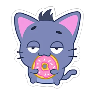 😋 Katze, Donut, Sticker, Cartoon, süß, Essen, süß, rosa whatsapp sticker