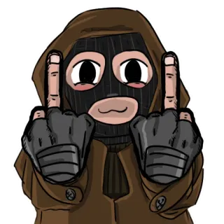 🖕 dedo corazón, ofensivo, dibujo animado, pasamontañas, gesto, irrespetuoso telegram sticker