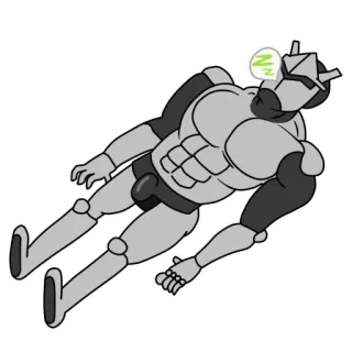 😴 robô, dormindo, exausto, desenho animado, cinza telegram sticker