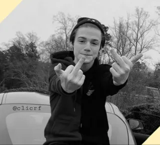 〽️ @clicrf jari tengah, menyinggung, gestur, remaja, pemuda, tidak sopan whatsapp sticker