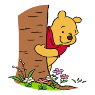 👀 Winnie the Pooh cartone animato, Winnie the Pooh, orso, albero, fiori, animazione telegram sticker
