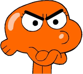😡 Darwin Watterson The Amazing World of Gumball dessin animé, animé, orange, poisson, en colère, personnage telegram sticker