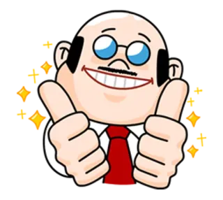 👍 pouce levé, dessin animé, positif, approbation, homme telegram sticker