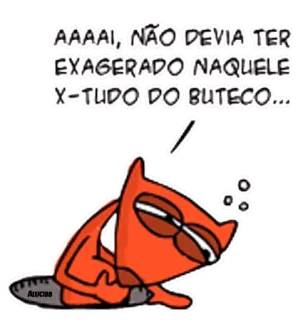 😷 AAAAI, NÃO DEVIA TER EXAGERADO NAQUELE X-TUDO DO BUTECO... chat, exagéré, hamburger, bistrot, dessin animé, autocollant, épuisé telegram sticker