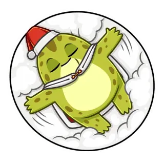 👼 черепаха, мультфильм, животное, рождество, шапка Санты, милый, сонный whatsapp sticker
