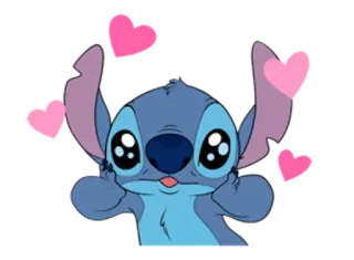 😍 Stitch Стич, сердечки, милый, мультфильм, Дисней telegram sticker