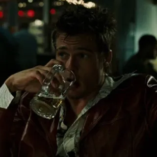 🧼 Tyler Durden Fight Club brad pitt, bebiendo, cerveza, película, club de la pelea telegram sticker