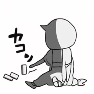☺️ カコン Cartoon, Figur, Sitzend, Fliesen, Text whatsapp sticker