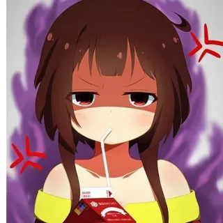 😠 anime, angry, drink, girl, cute telegram sticker