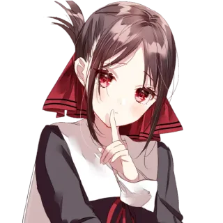 🌈 Anime, Fille, Personnage, Doigt sur les lèvres, Silence, Chut telegram sticker