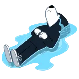 😭 polar bear, relaxed, cartoon, character, chill, lying down, water telegram sticker
