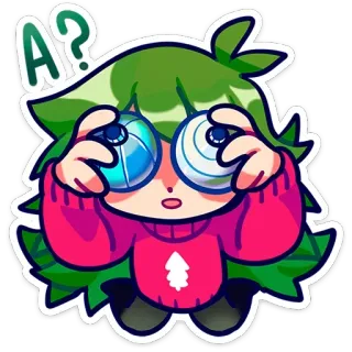 ❓ A? стикер, мультик, милый, аниме, вопрос, персонаж, растение telegram sticker