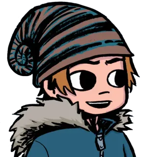 😀 Scott Pilgrim cartoon, male, hat, winter, character telegram sticker