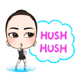 🤐 HUSH HUSH Kartun, Gadis, Sst, Tenang, Diam whatsapp sticker