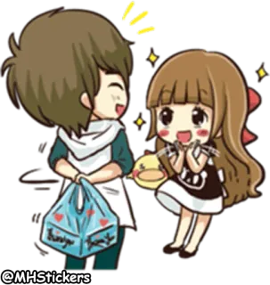 🎁 Thank you amor, pareja, dibujos animados, romántico, corazones, gracias whatsapp sticker