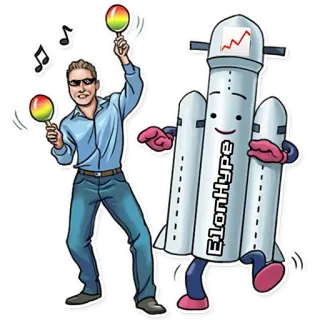 🤠 ElonHype elon, hype, fusée, homme, danse, maracas, dessin animé, bourse telegram sticker