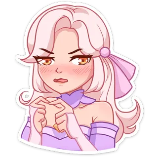 ☺️ стикер, женщина, злая, женский, мультфильм, персонаж, розовые волосы telegram sticker
