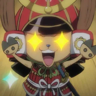 🤩 Tony Tony Chopper One Piece animé, manga, excité, souriant, dessin animé, mignon, samouraï telegram sticker