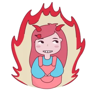 😈 恶魔, 恶鬼, 卡通, 女孩, 可爱, 火焰, 角 telegram sticker