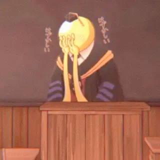 😀 Koro-sensei Assassination Classroom anime, professor, tentáculo, sala de aula, chorando telegram sticker