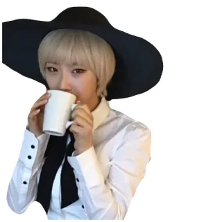 ☕️ wanita, topi, minuman, cangkir, kopi, teh, asia whatsapp sticker