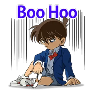 😰 Conan Edogawa Detective Conan Boo Hoo crying, anime, boy, detective, boo hoo whatsapp sticker